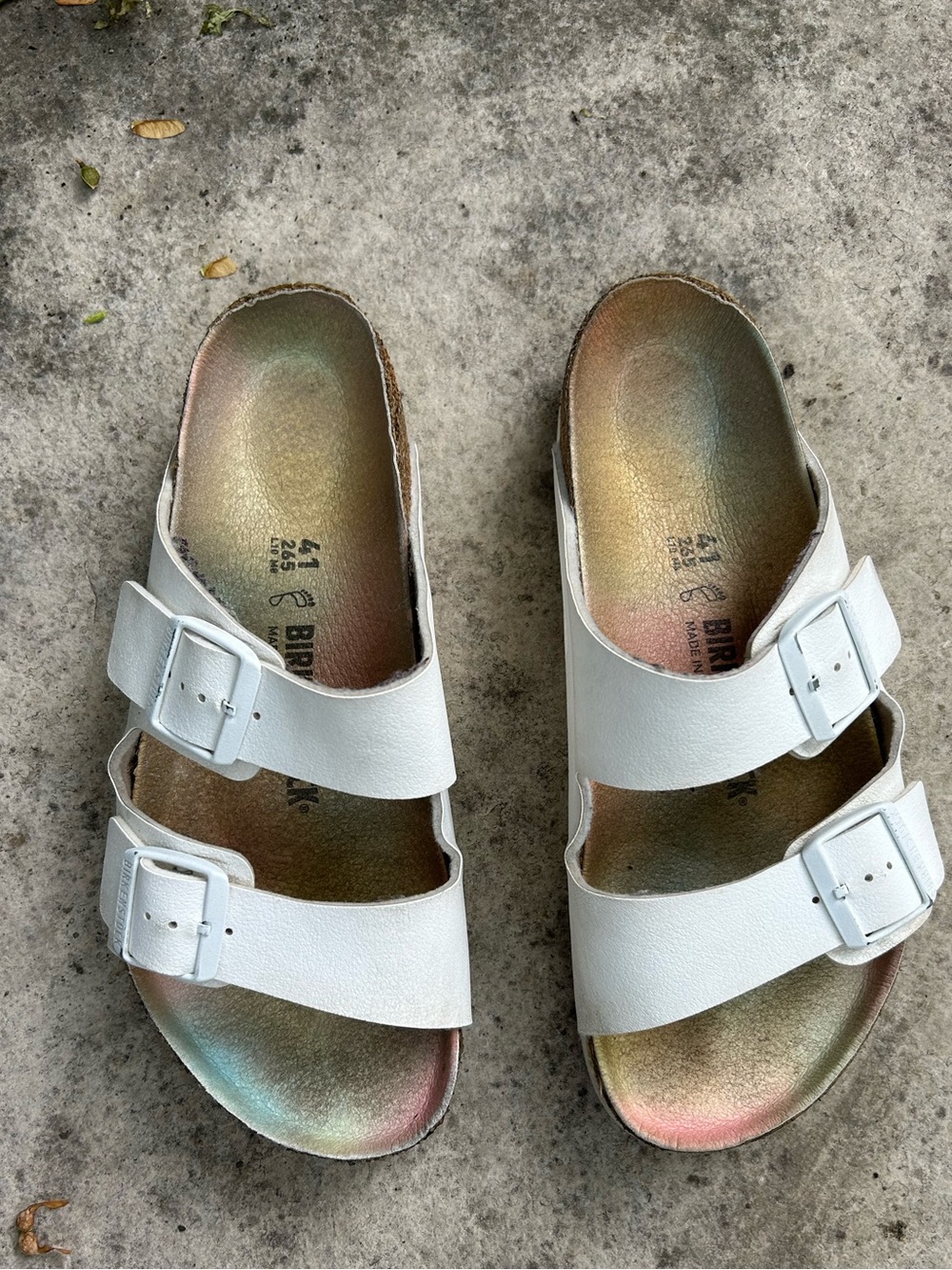 Birkenstock White Arizona Slides, size 41